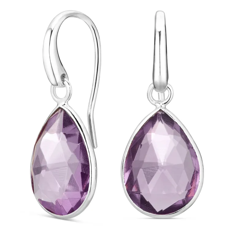 Amethyst Ohrringe in versilbertes Messing - Loom Stones