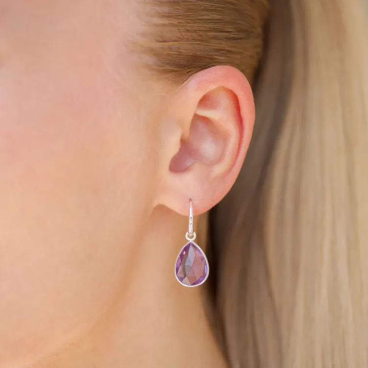 Amethyst Ohrringe in versilbertes Messing - Loom Stones