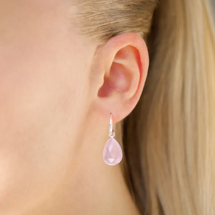 rose Bergkristall Ohrringe in versilbertes Messing - Loom Stones