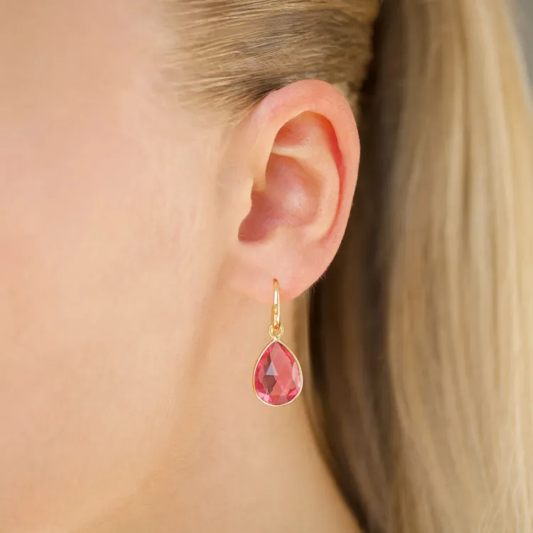 pink Bergkristall Ohrringe in vergoldetes Messing - Loom Stones