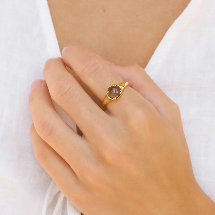 Quarz Ring aus vergoldetes Messing - Eliné