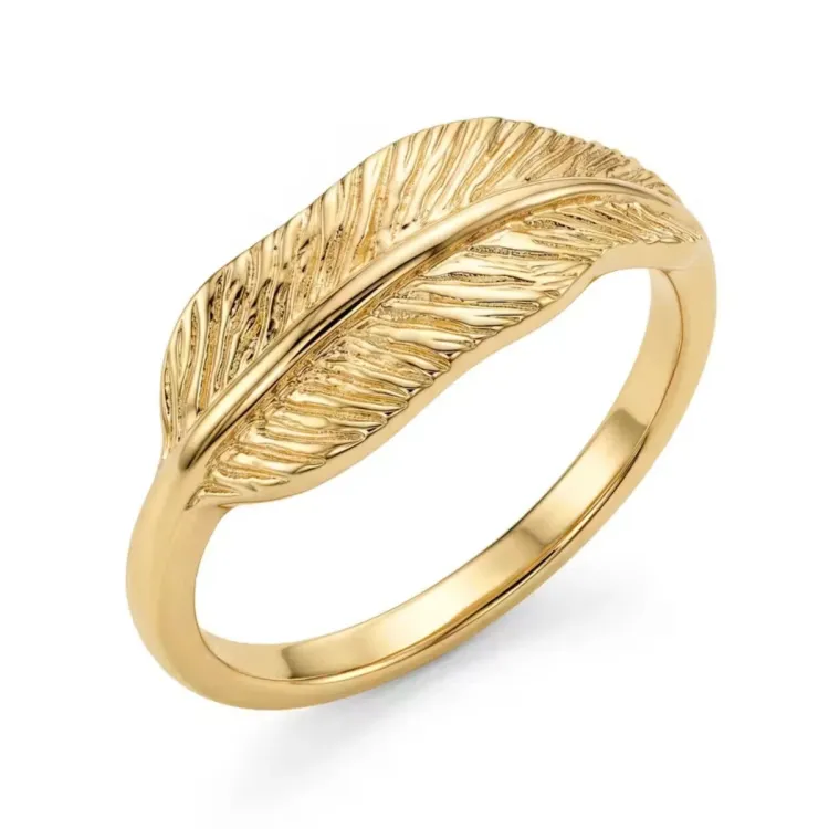 Blatt Ring aus vergoldetes Messing - Pure Nature