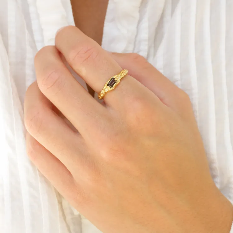 Quarz Ring aus vergoldetes Messing - Eliné