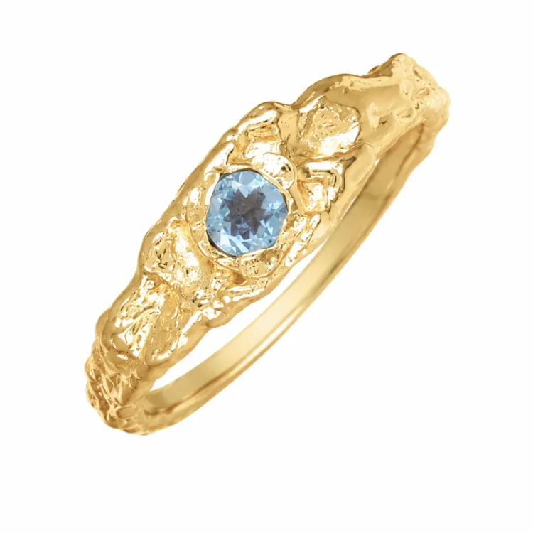 dunkelblauem Bergkristall Ring aus vergoldetes Messing - Eliné