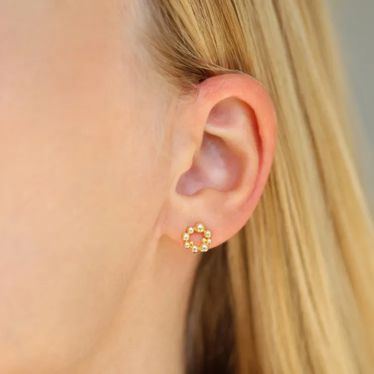 12 mm Kugel Ohrringe in vergoldetes Messing - Bubbly Pure