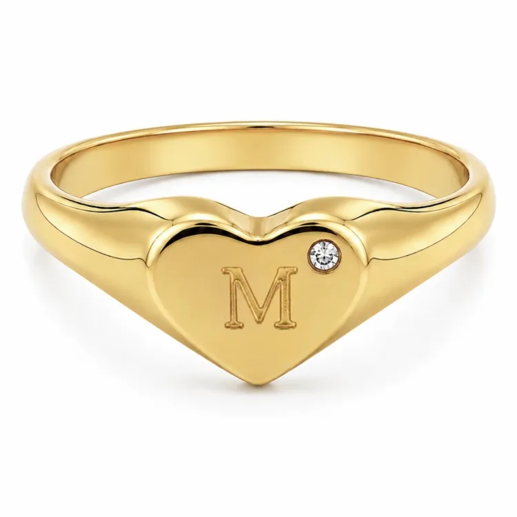 buchstab m Zirkon Ring aus vergoldetes Messing