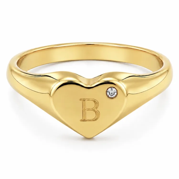 buchstab b Zirkon Ring aus vergoldetes Messing