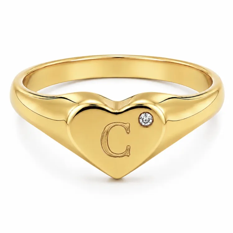 buchstab c Zirkon Ring aus vergoldetes Messing