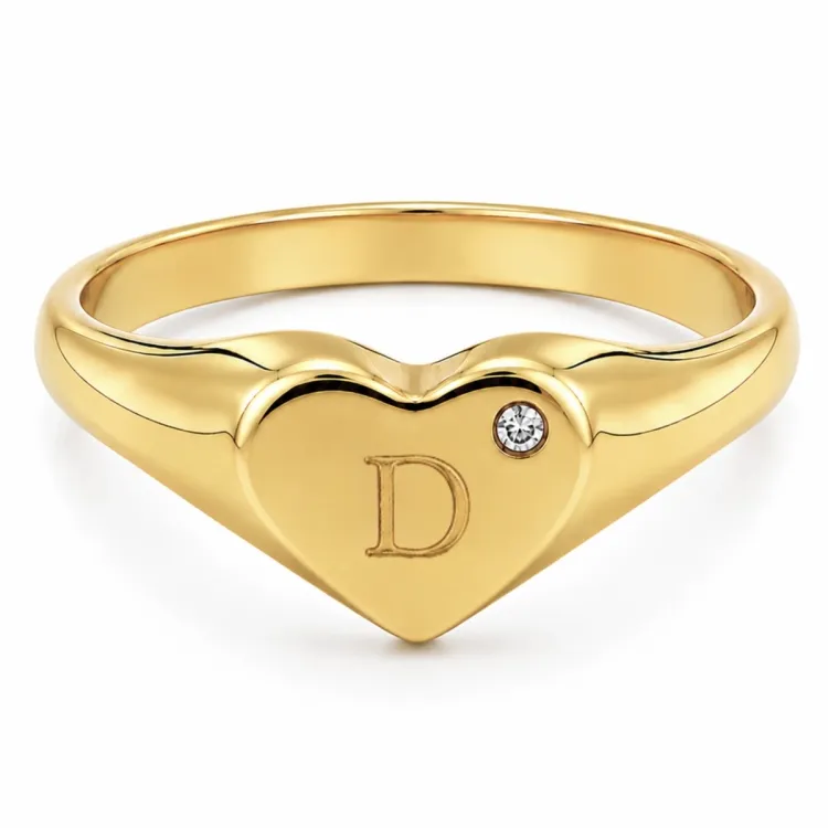 buchstab d Zirkon Ring aus vergoldetes Messing