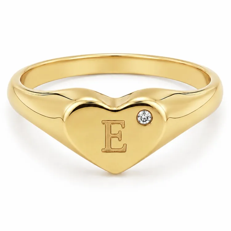 buchstab e Zirkon Ring aus vergoldetes Messing