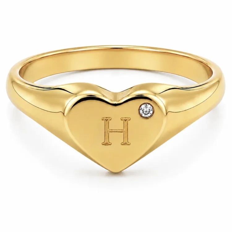 buchstab h Zirkon Ring aus vergoldetes Messing