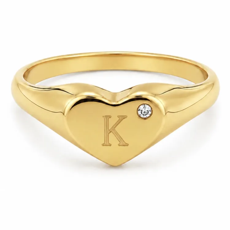 buchstab k Zirkon Ring aus vergoldetes Messing