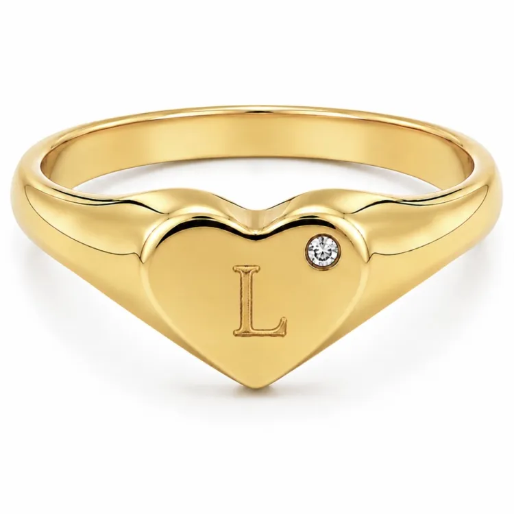 buchstab l Zirkon Ring aus vergoldetes Messing