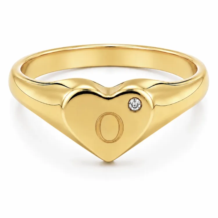 buchstab o Zirkon Ring aus vergoldetes Messing