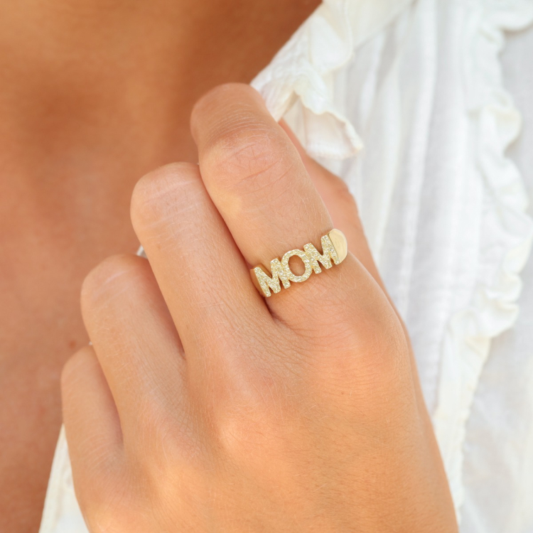 mom Ring aus vergoldetes Messing - My Letter