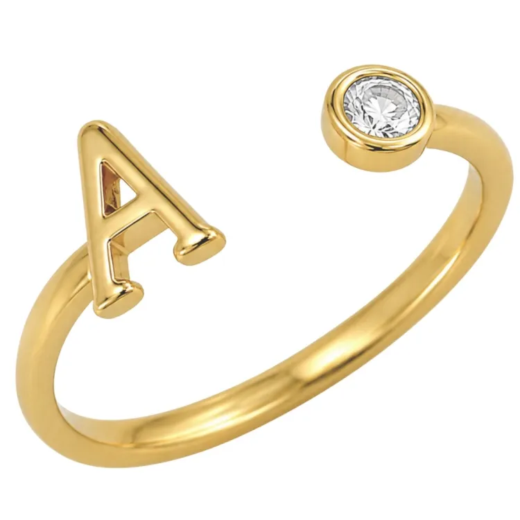 buchstab a Zirkon Ring aus vergoldetes Messing