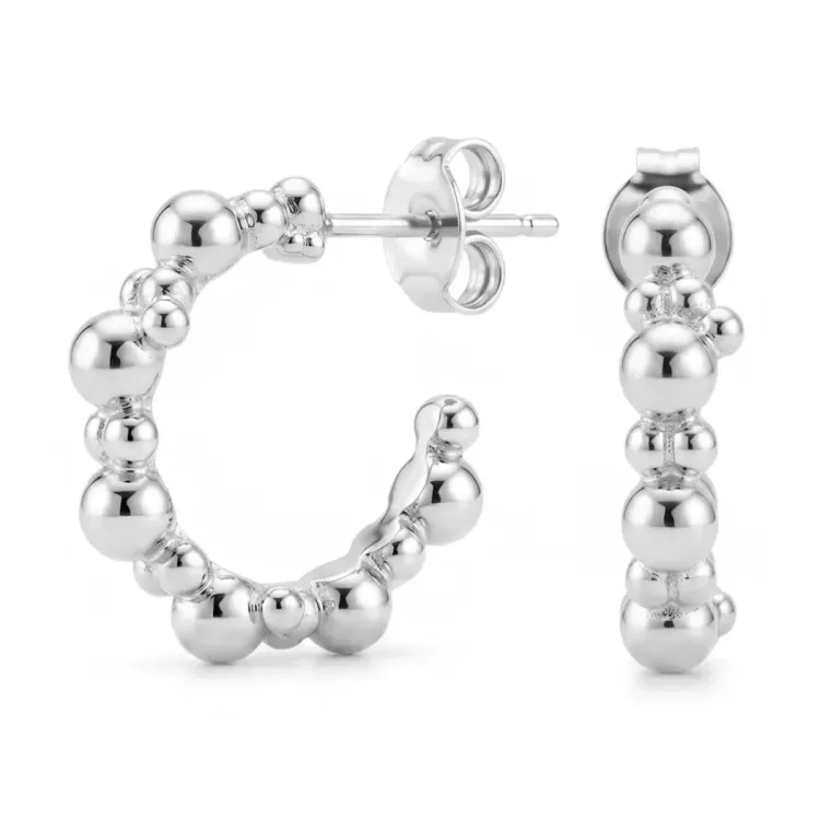 Halbkreolen in versilbertes Messing - Bubbly Pure