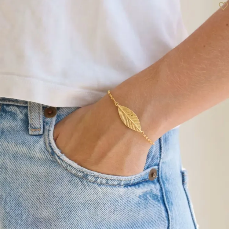 Blatt Armband aus vergoldetes Messing - Pure Nature