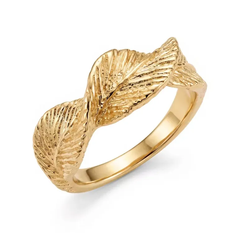Blatt Ring aus vergoldetes Messing - Pure Nature