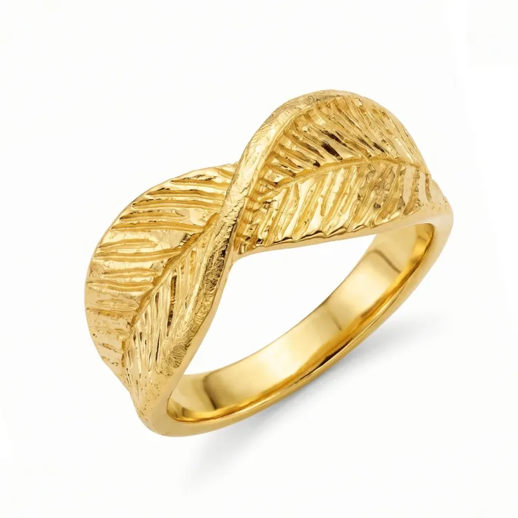 Blatt Ring aus vergoldetes Messing - Pure Nature