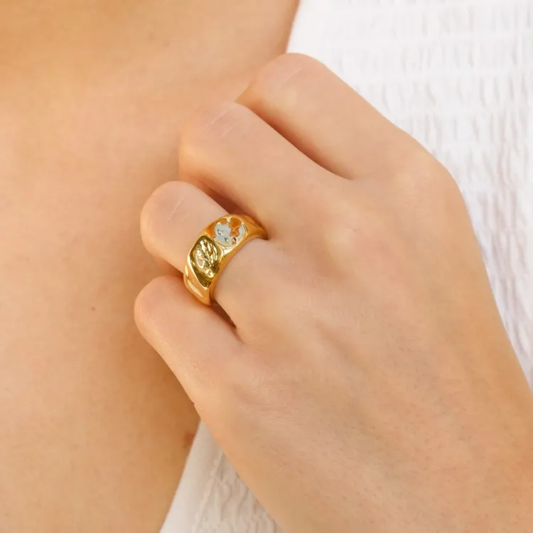 Wasserfest Ring aus vergoldetem Stahl - OCEANA