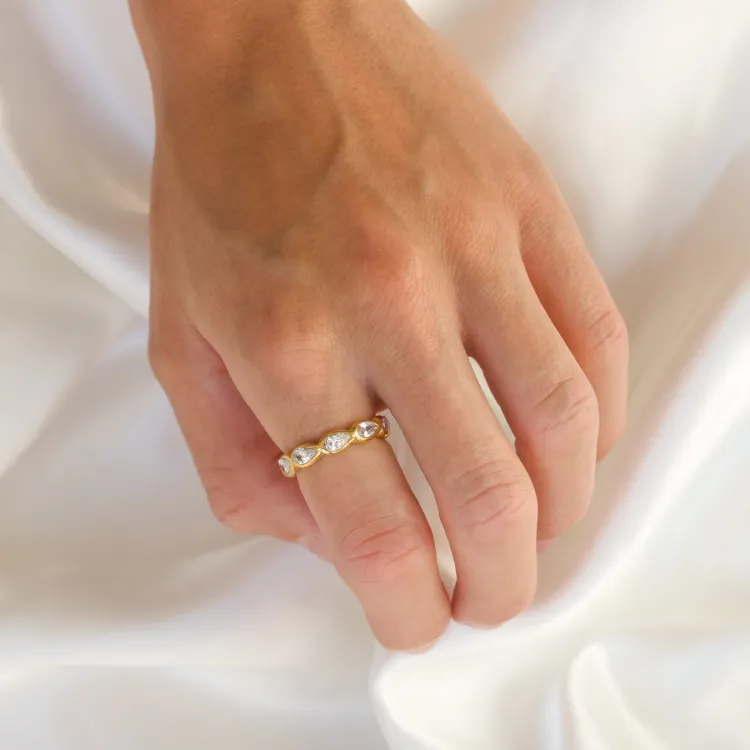 Wasserfest Zirkon Ring aus vergoldetem Edelstahl - OCEANA