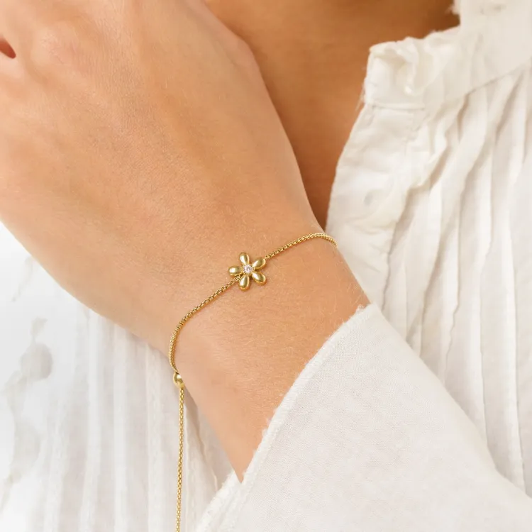 Wasserfest Blumen Armband aus vergoldetem Stahl - OCEANA