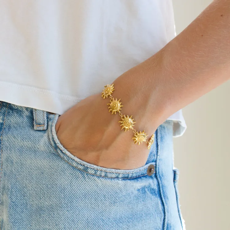 Wasserfest Sonne Armband aus vergoldetem Stahl - OCEANA