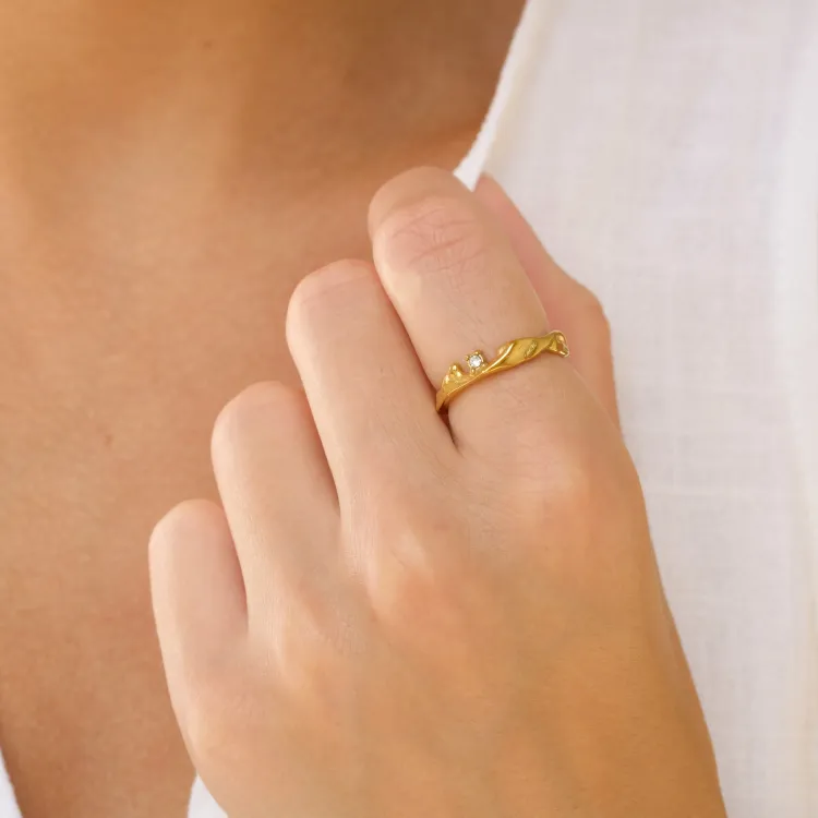 Wasserfest Zirkon Ring aus vergoldetem Edelstahl - OCEANA
