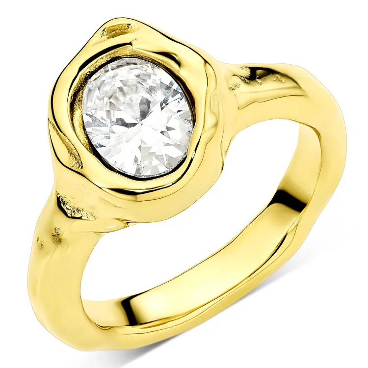 Wasserfest Zirkon Ring aus vergoldetem Stahl - OCEANA