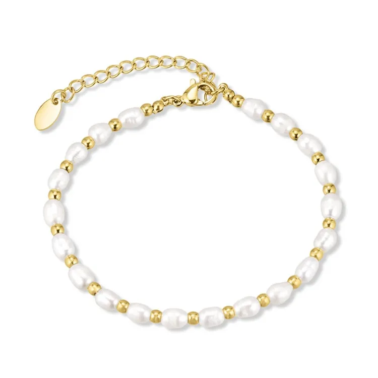 Wasserfest Perle Armband aus vergoldetem Stahl - OCEANA