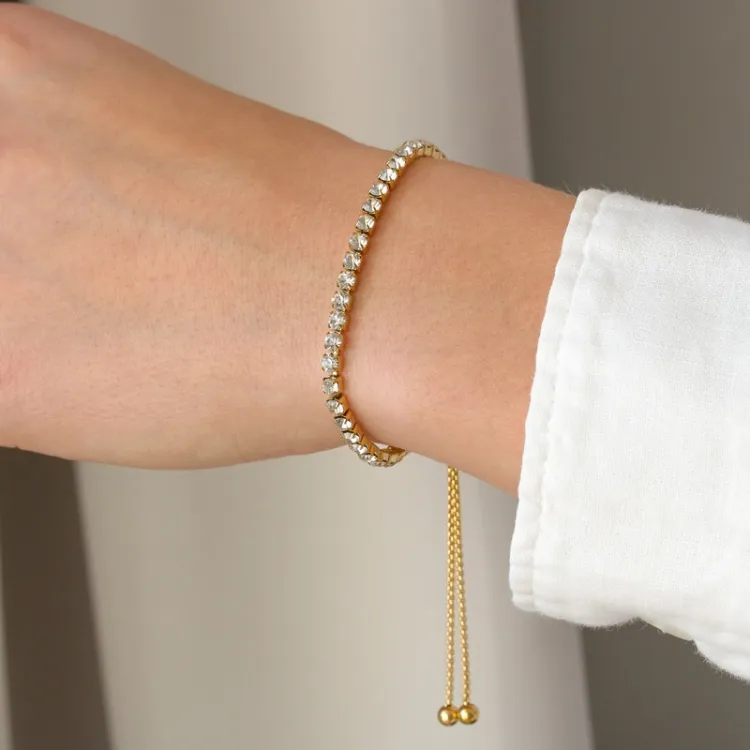 Wasserfest Zirkon Armband aus vergoldetem Stahl - OCEANA