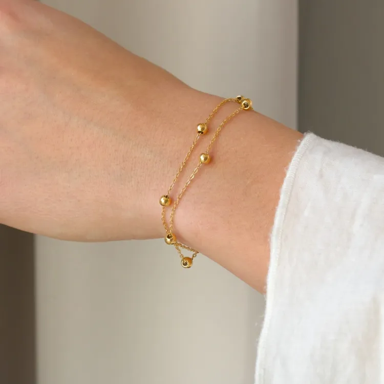 Wasserfest Kugel Armband aus vergoldetem Stahl - OCEANA
