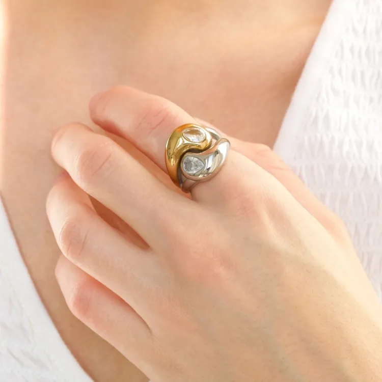 Wasserfest Ring aus vergoldetem Stahl - OCEANA