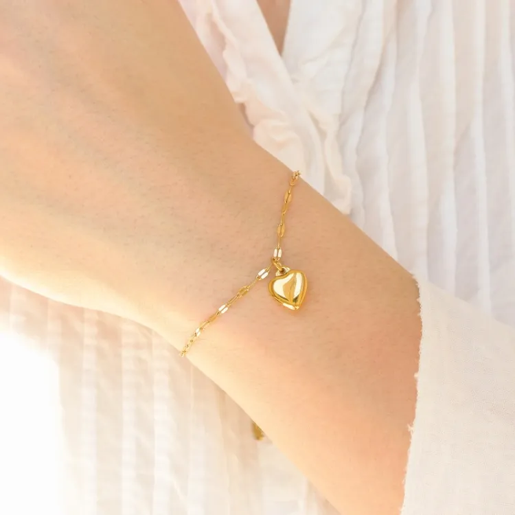Wasserfest Herz Armband aus vergoldetem Stahl - OCEANA