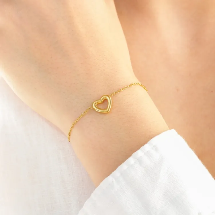 Wasserfest Herz Armband aus vergoldetem Stahl - OCEANA