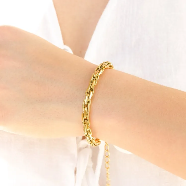 Wasserfest Armband aus vergoldetem Edelstahl 16 cm + 5 cm x 5,5 mm  - OCEANA