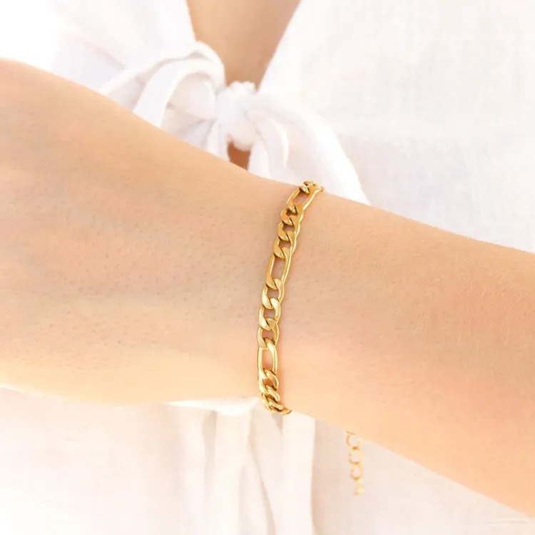 Wasserfest Figaroarmband aus vergoldetem Edelstahl  x 5,2 mm  - OCEANA