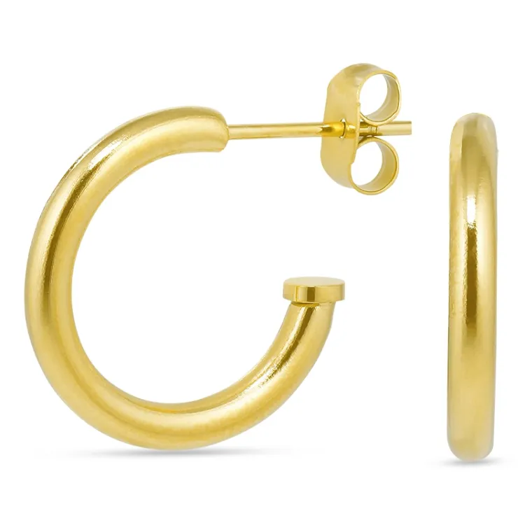3 x 18 mm Wasserfester Halbkreolen in vergoldetem Edelstahl - OCEANA
