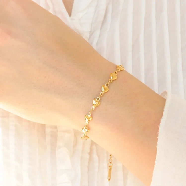Wasserfest Herz Armband aus vergoldetem Stahl - OCEANA