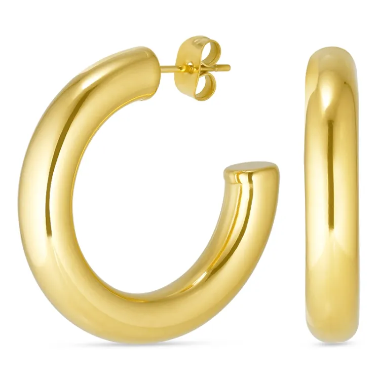 6 x 32 mm Wasserfester Halbkreolen in vergoldetem Edelstahl - OCEANA
