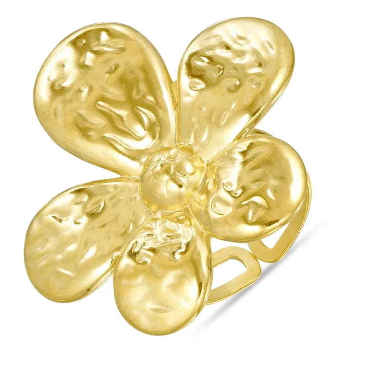 Wasserfest Blumen justierbar Ring aus vergoldetem Edelstahl - OCEANA