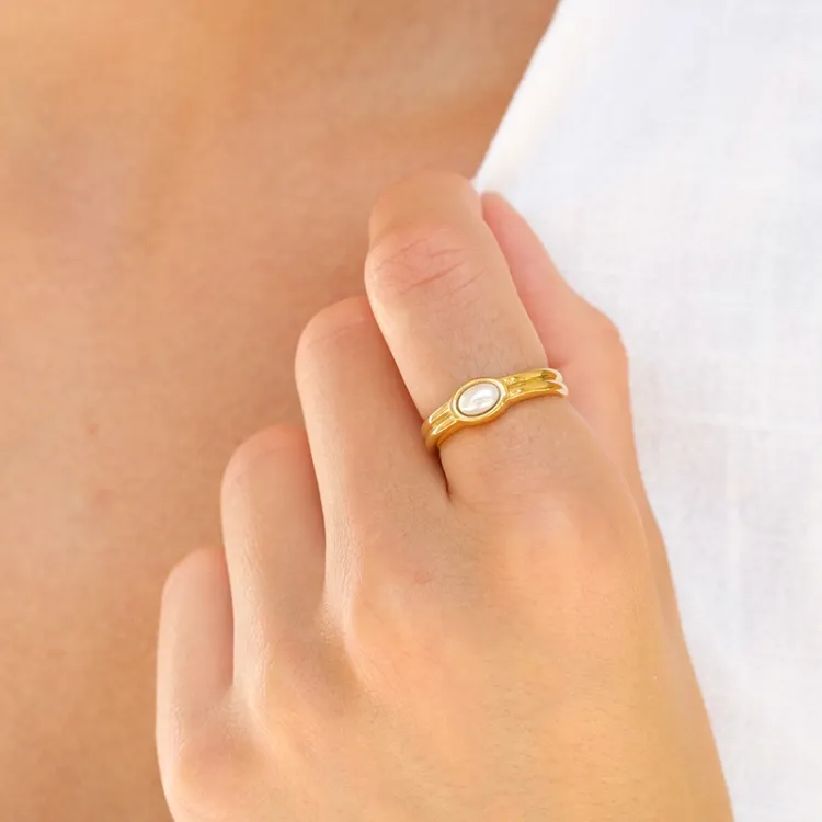 Wasserfest Ring aus vergoldetem Edelstahl - OCEANA
