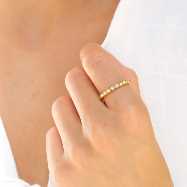 Wasserfest Zirkon Ring aus vergoldetem Edelstahl - OCEANA