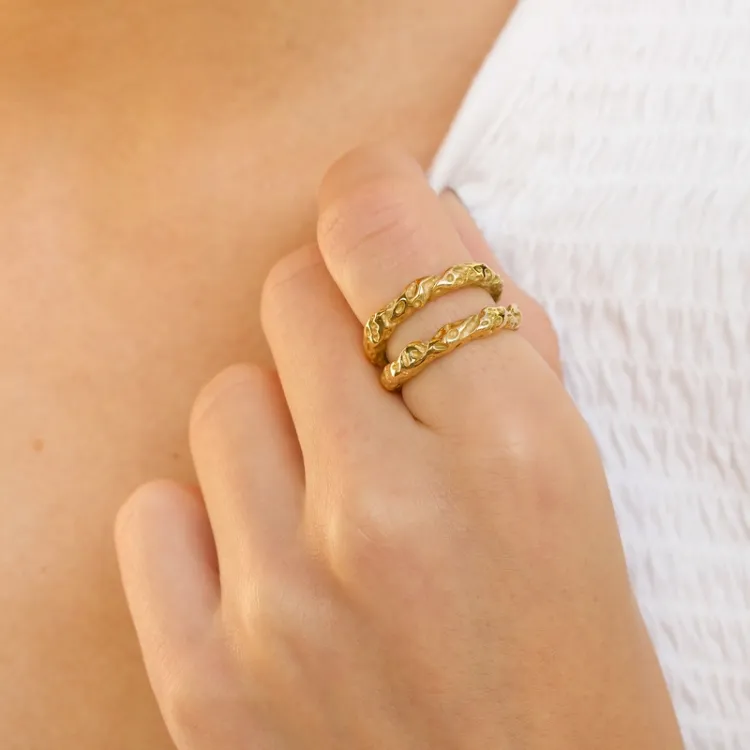 Wasserfest Ring aus vergoldetem Stahl - OCEANA