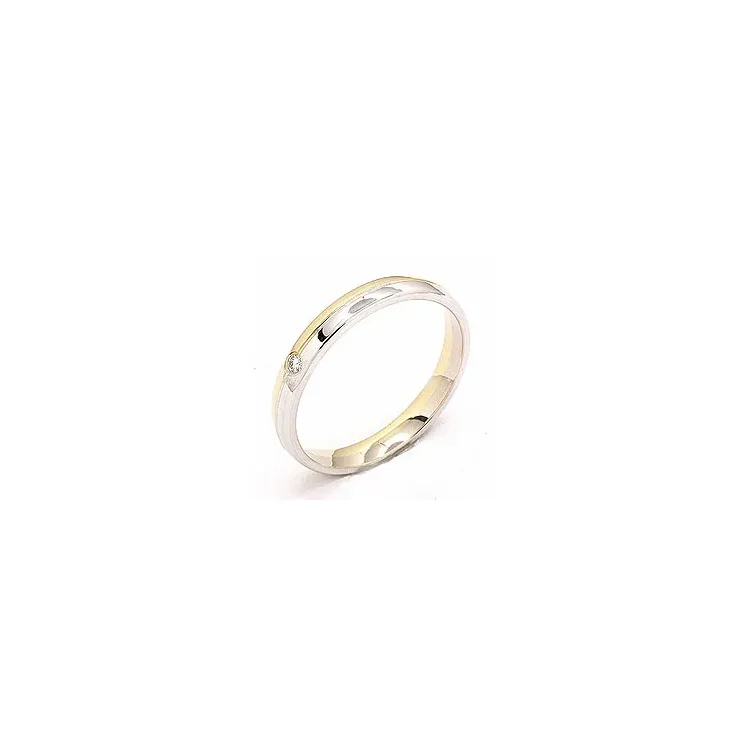 Eng zweifarbig Trauring aus 14 Karat Gold- und Weißgold 1 x 0,025 ct