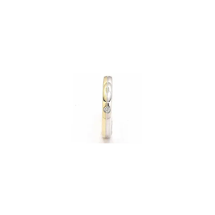 Eng zweifarbig Trauring aus 14 Karat Gold- und Weißgold 1 x 0,025 ct