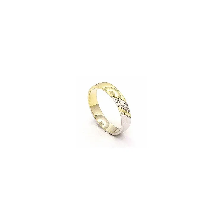 Trauring aus 14 Karat Gold- und Weißgold 3 x 0,008 ct