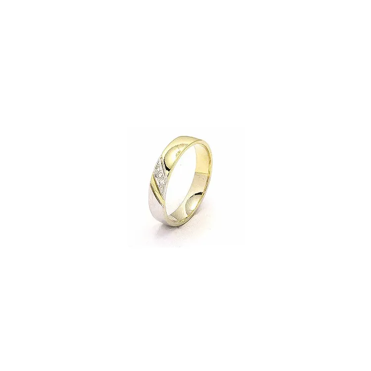 Trauring aus 14 Karat Gold- und Weißgold 3 x 0,008 ct