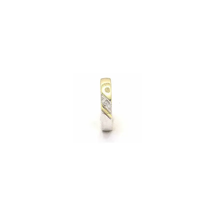 Trauring aus 14 Karat Gold- und Weißgold 3 x 0,008 ct